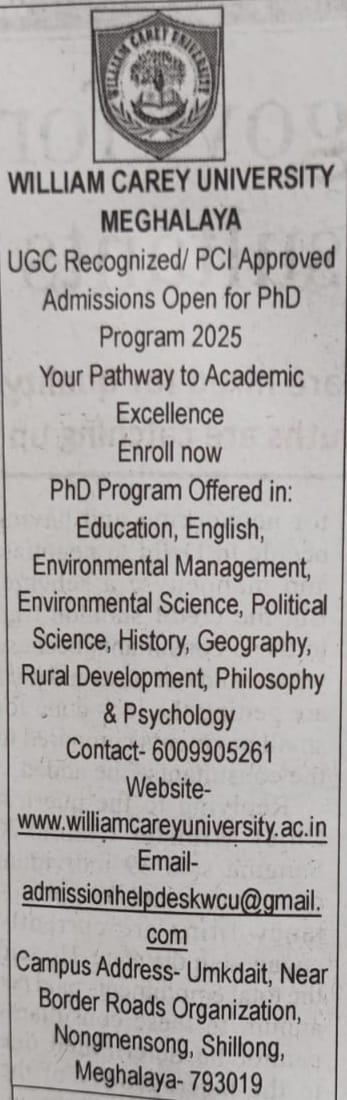 William Carey University Shillong Meghalaya